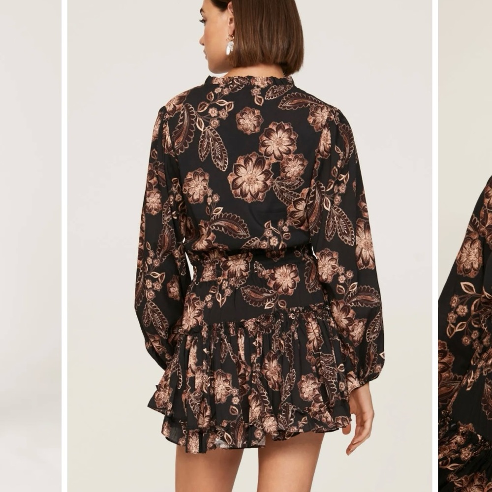 Misa Los Angeles Black and Brown Floral Mini Dress - Picture 2 of 6